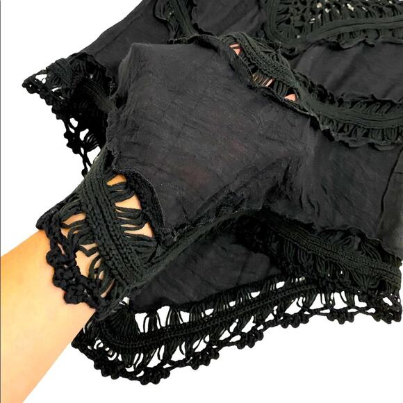 Vivid Importers Of New York Black Lace/Crochet Open Weave Boho Tunic/Coverup, SM - Picture 6 of 10